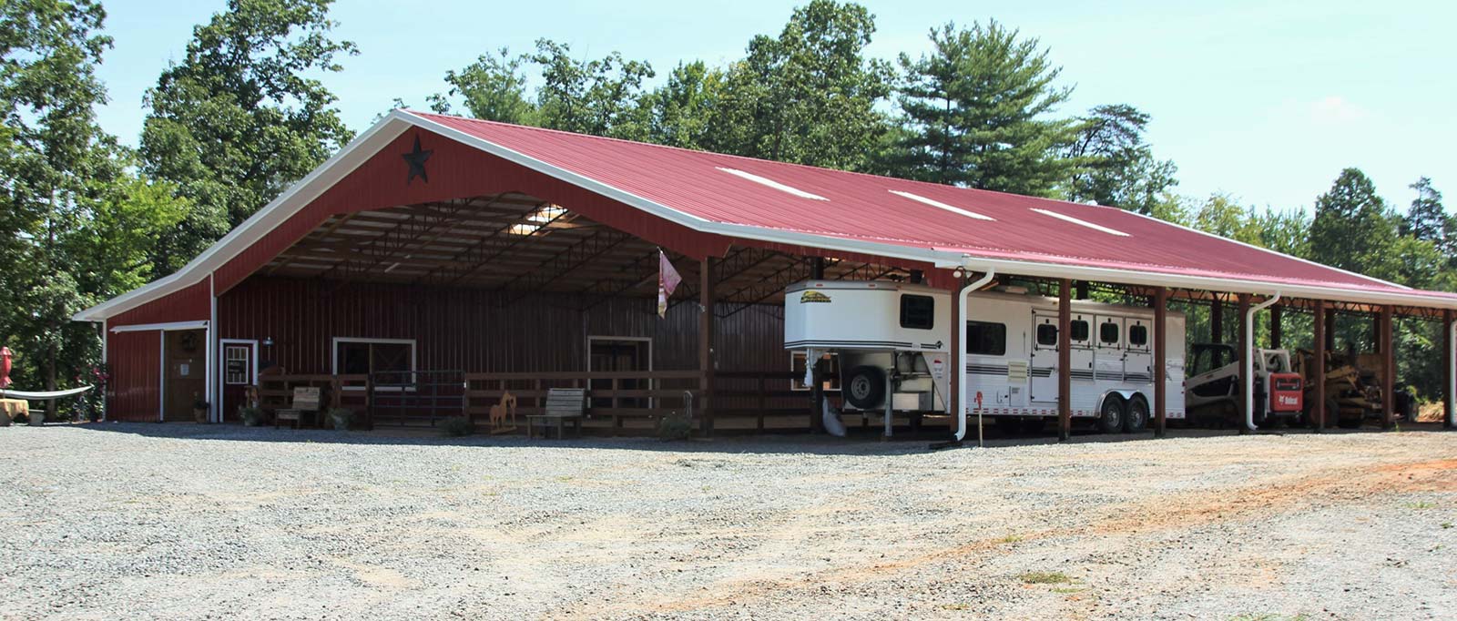 After construction view of trailer and farm equipment storage area