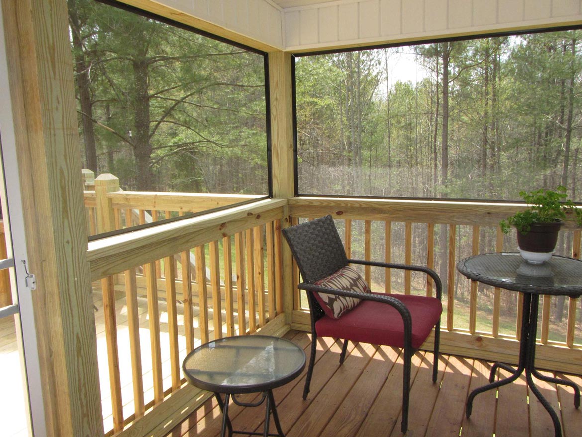 Inside screen porch viewing deck